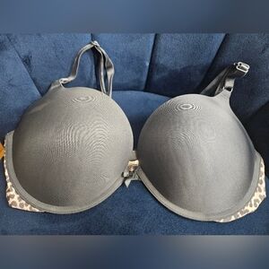 Victoria's Secret Charcoal Gray Bra with Leopard Trim